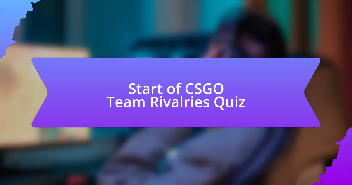 Start of CSGO Team Rivalries Quiz