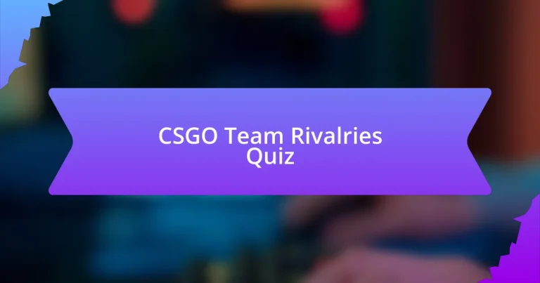 CSGO Team Rivalries Quiz